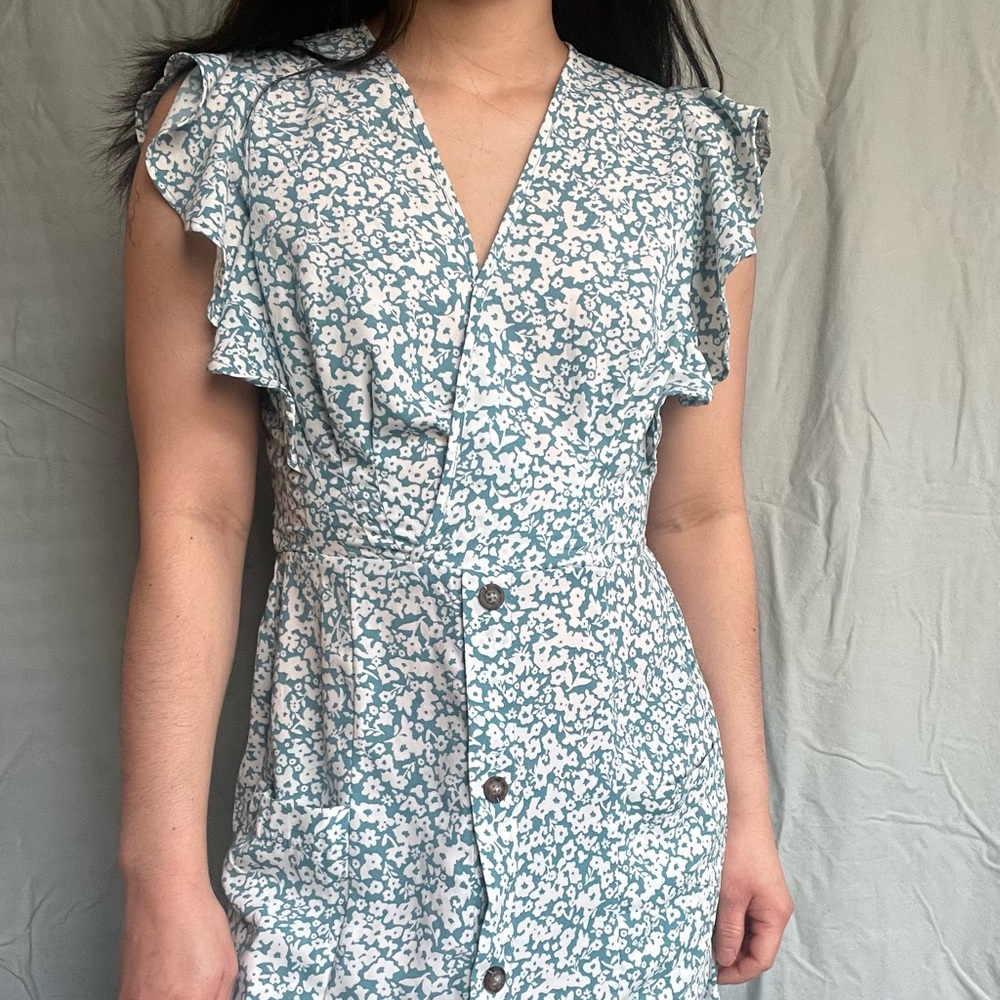 Floral Button Short Sleeve Maxi Dress